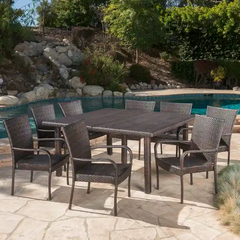 Fiona Outdoor 9-piece Wicker Dining Set by Christopher Knight Home