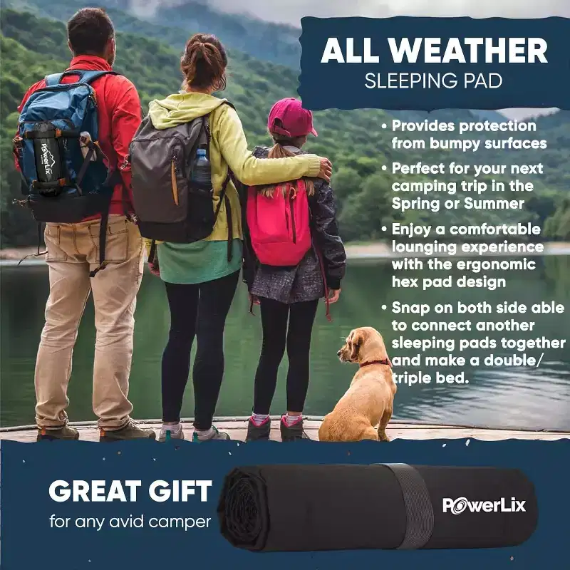 PowerLix Ultralight Sleeping Pad with Inflating Bag, Compact Hiking & Camping Mat