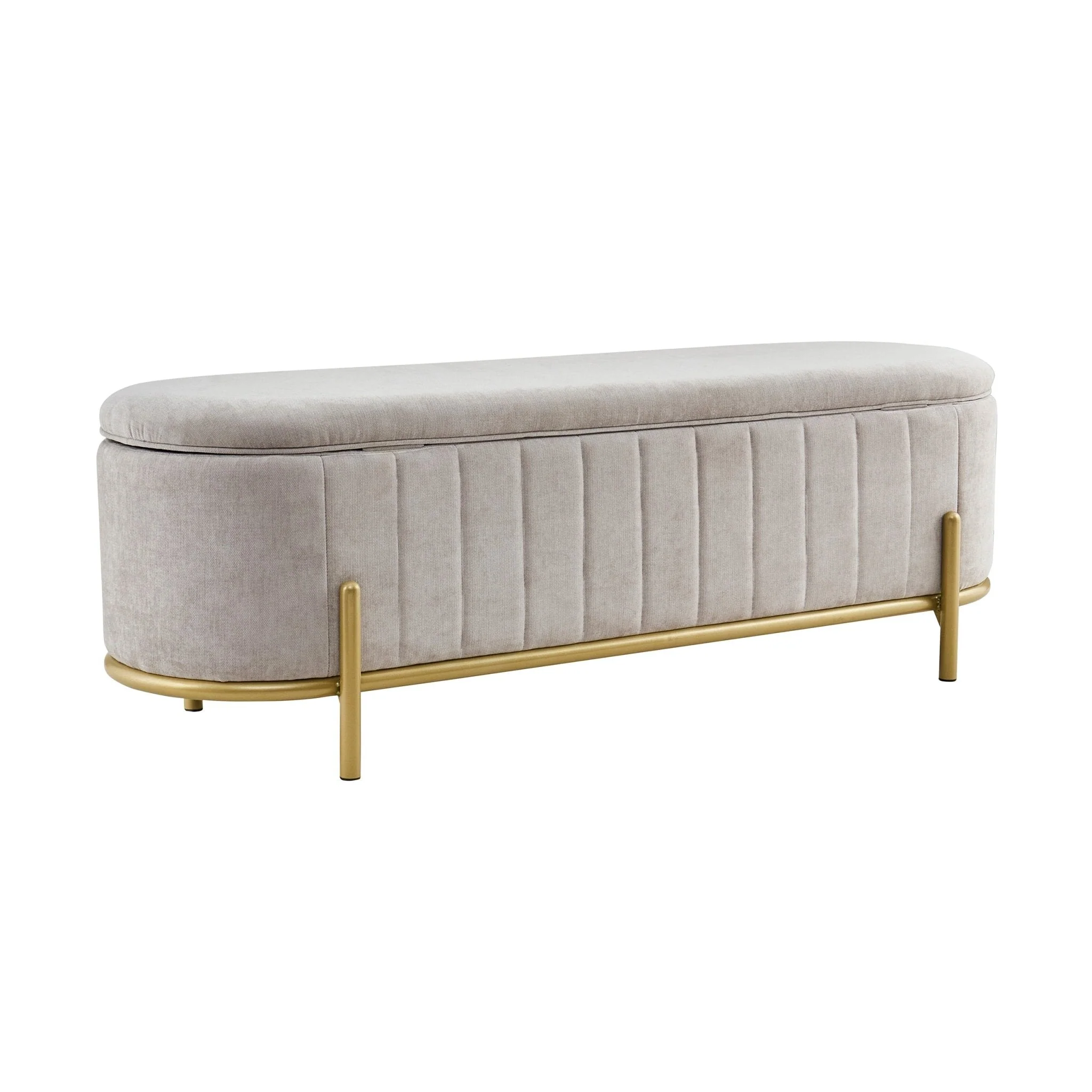 Storage Ottoman - Chenille Light Grey