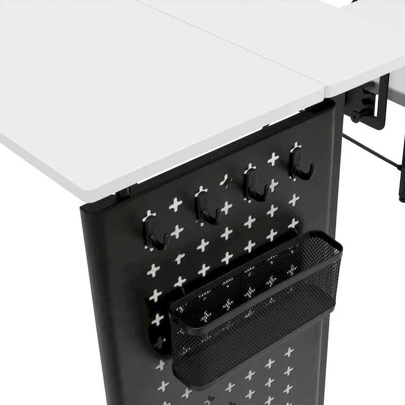 Sew Ready Pivot Sewing Table with Storage Panel and Adjustable Platform
