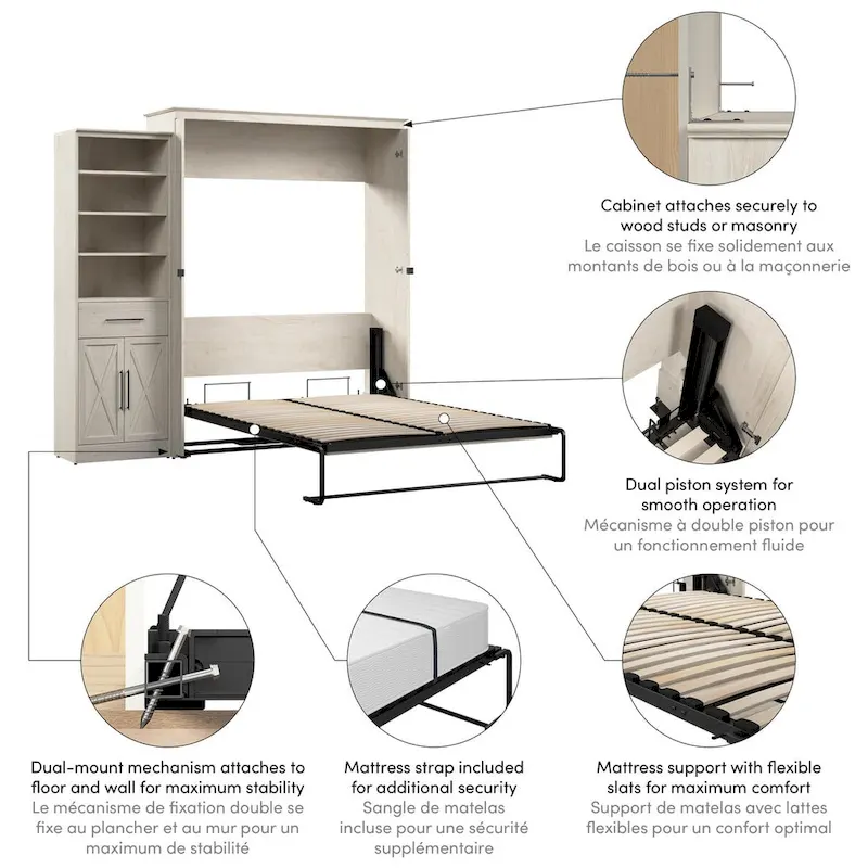 Key West Queen Murphy Bed with Wardrobe (94W) by Bestar