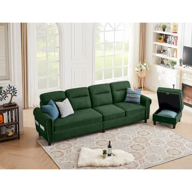 106.69 4 Seater L Shaped Reversible Sectional Sofa with Side Storage Bags