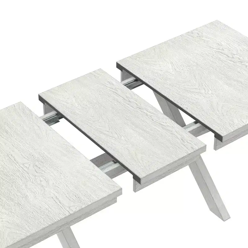 VECELO Rustic 6-Piece Extendable Dining Table Set, Rubber Wood Table with 4 Armless Upholstered Dining Chairs and Bench for Kitchen, Gray
