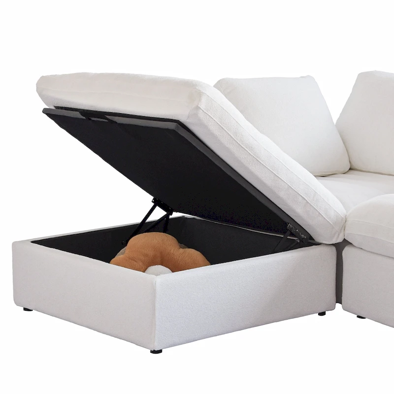 Large Down Filled Corner Sectional Sofa Couch with Ottoman for Living Room Set