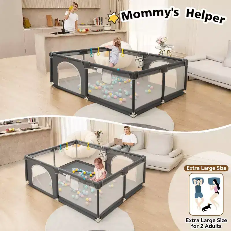 71x59 4-Panel Baby Playpen Spacious & Secure Portable Playard