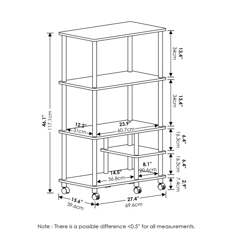 4-Tier Kitchen Baker's Rack Microwave Oven Storage Cart, Amber Pine