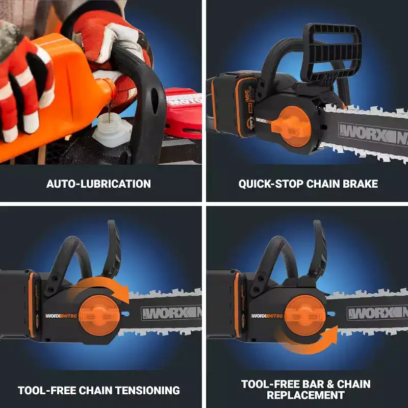 Worx Nitro WG350 20V Brushless 12 Cordless Chainsaw