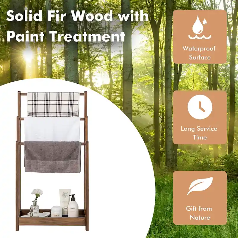 3-Bar Freestanding Towel Rack w/ Bottom Storage Shelf
