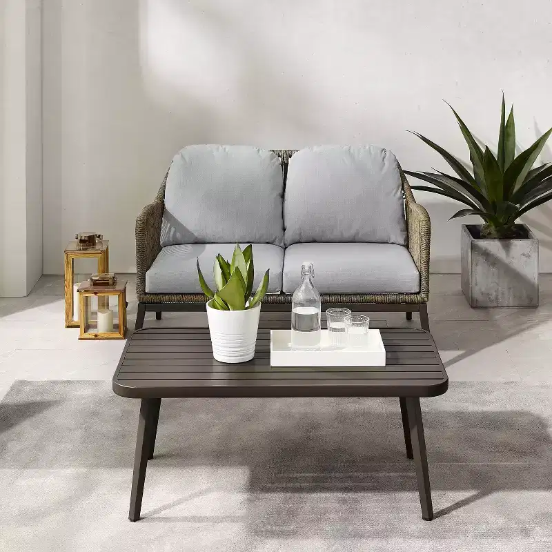 Haven 2pc Outdoor Wicker Conversation Set - Light Gray - Crosley: Includes Loveseat & Coffee Table, Removable Cushions