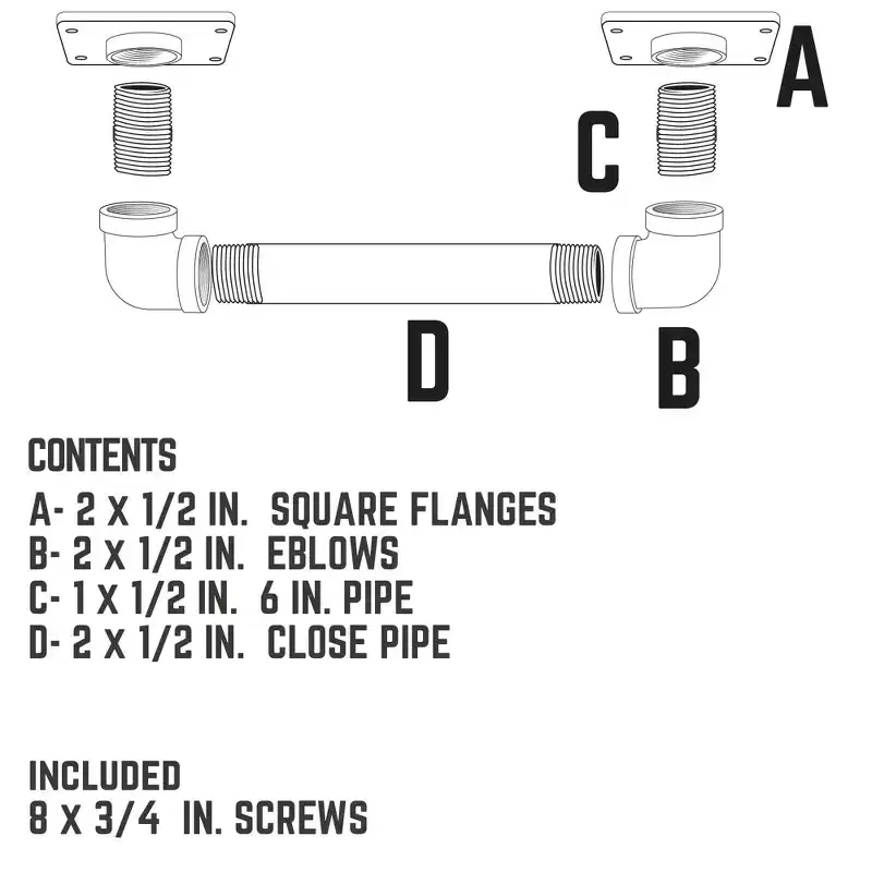 Pipe Decor 1/2 in. Square Barn Door Handle  10.5 in. L