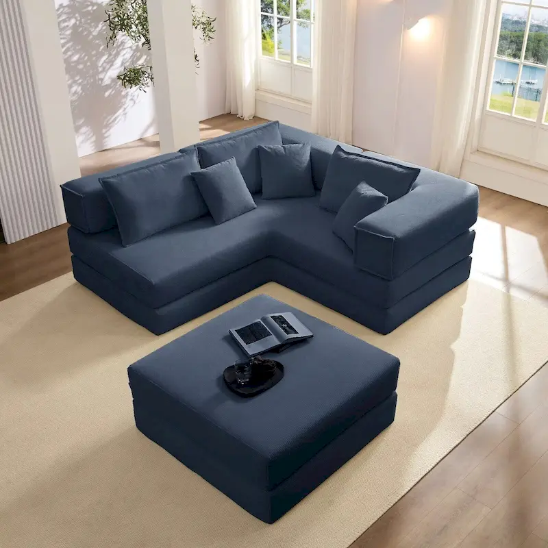 118.2 Oversized Upholstered Sectional Sofa, DIY Corduroy Sofa