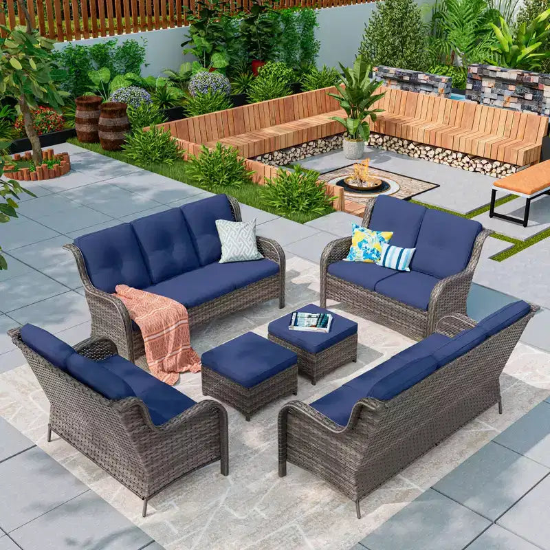 UPTIOT 6 Pieces Outdoor Wicker Sectional Sofa
