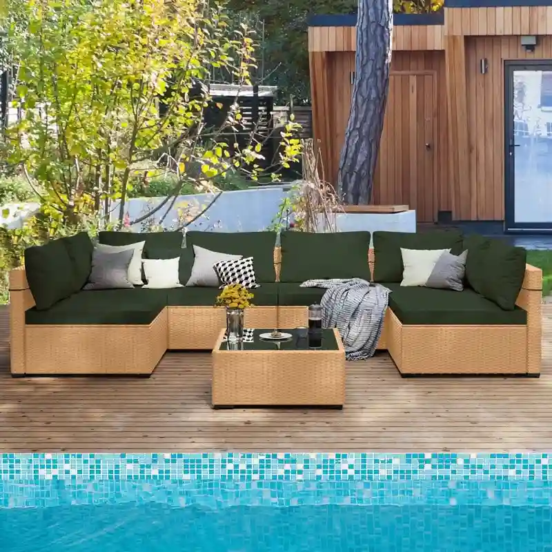 UPHA 7-Piece Wicker Outdoor Seating Group with Cushions