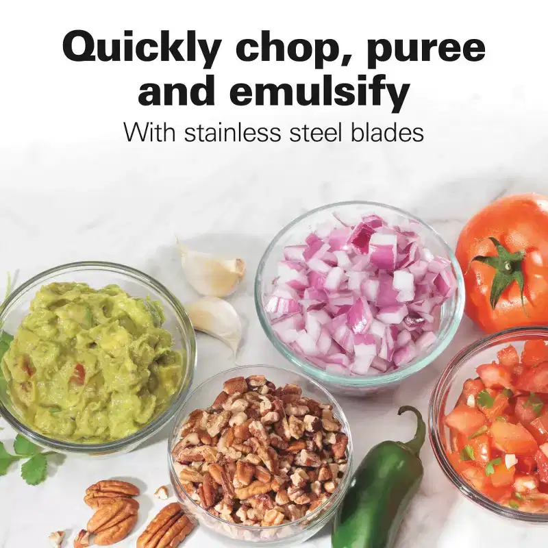 Hamilton Beach 3-Cup Stack & Press Food Chopper - Gray - 72740: Compact Vegetable Processor, Dishwasher-Safe Parts