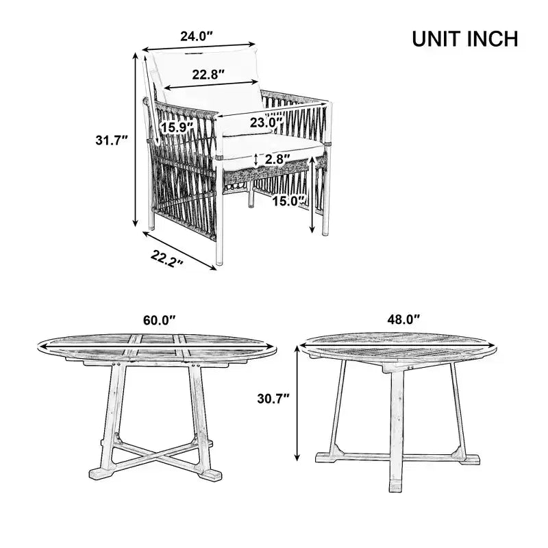 GDFStudio Eden Modern 5 Piece Patio Extendable Wooden and Iron Dining Table Set