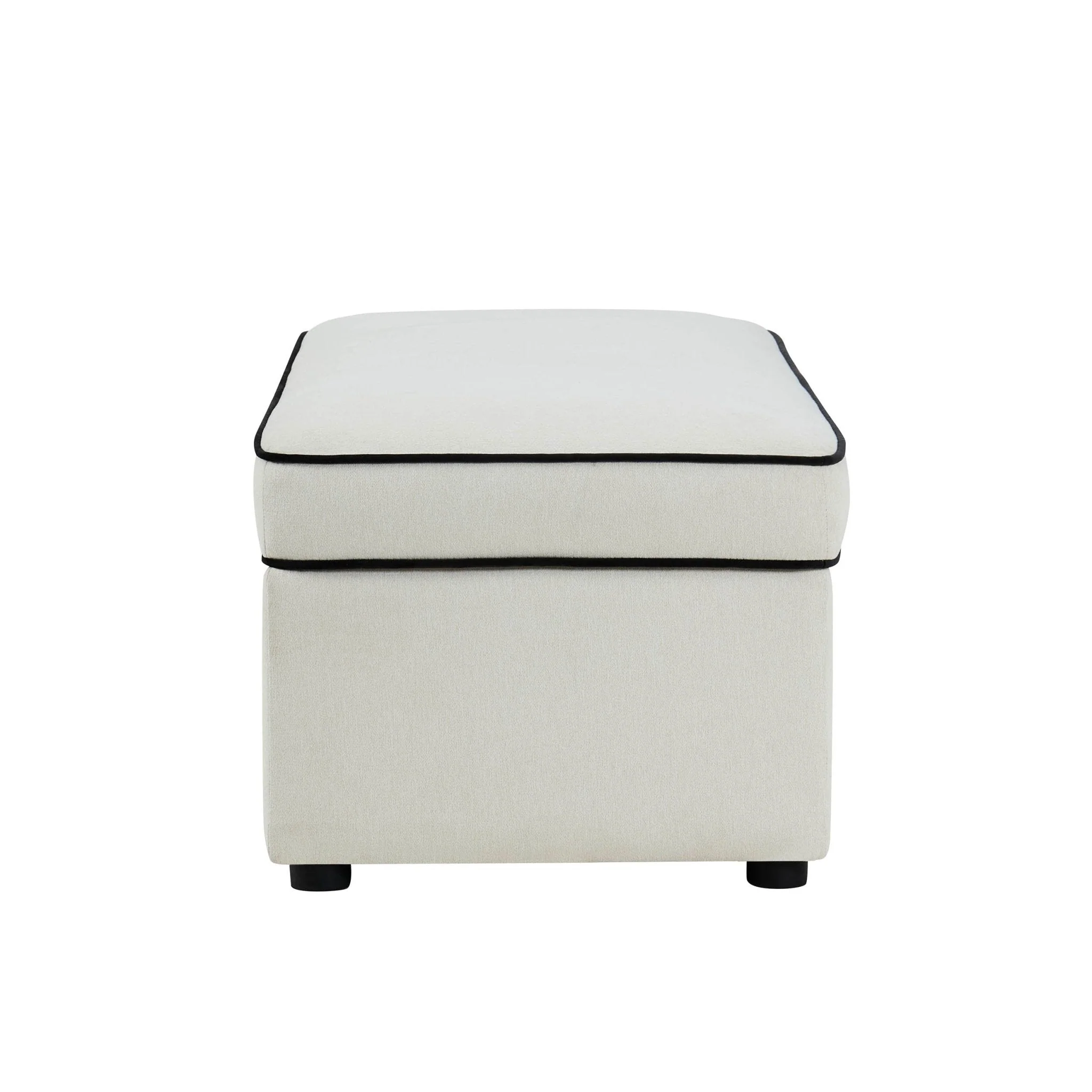 Rectangle Ottoman Storage - Cream Linen/Black