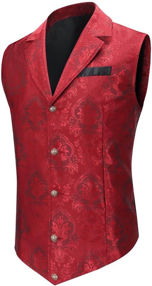 Men's Gothic Steampunk Suit Vest �C Western Waistcoat with Paisley Print