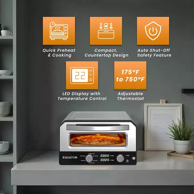 Equator ELECTRIC PIZZA OVEN Multi Program w/ Baking Stone Countertop 0.5cf 110V