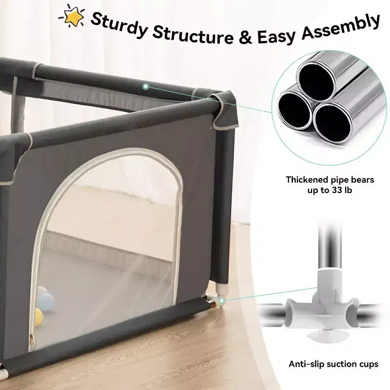 71x59 4-Panel Baby Playpen Spacious & Secure Portable Playard