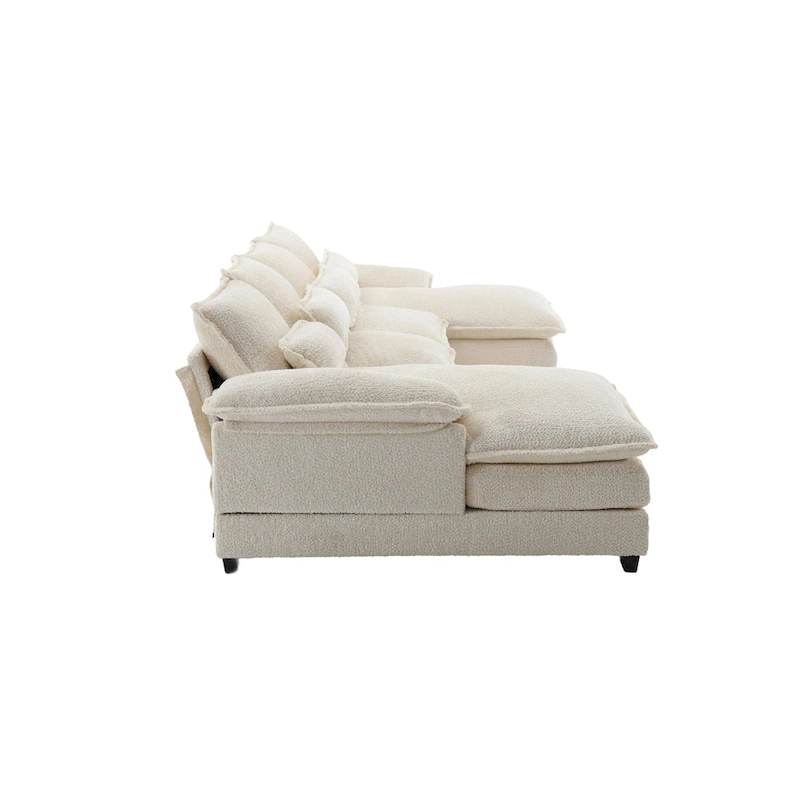 Sectional Sofa Cloud Couch for Living Room, Modern Chenille/Boucle U Shaped Couch, Comfy Modular Sofa Sleeper with Double Chaise
