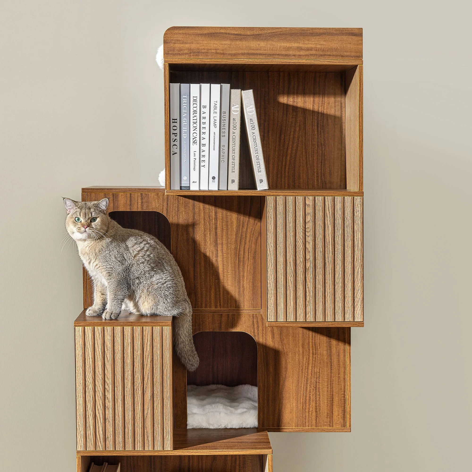 72'' Owner and Pet Shared Bookshelf Cat Tree