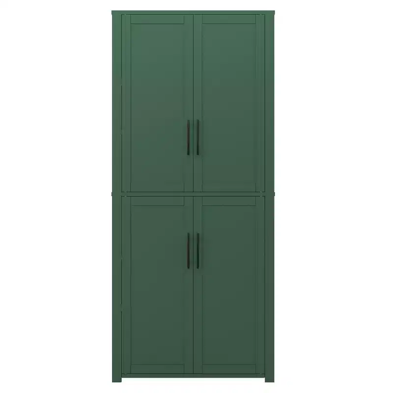Kitchen Pantry Cabinet, Freestanding Food Storage Cabinet with 4 Doors & Adjustable Shelves, Floor Utility Storage Organizer