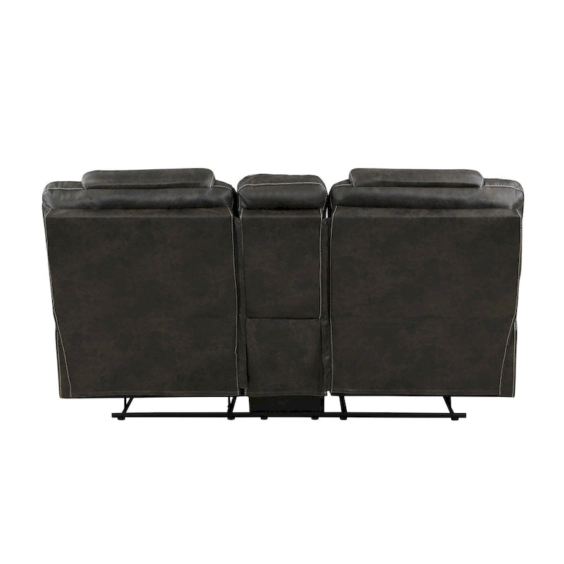 Lily 75 Inch Double Manual Recliner Loveseat, Cupholders, Brown Microfiber
