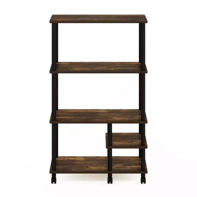 4-Tier Kitchen Baker's Rack Microwave Oven Storage Cart, Amber Pine