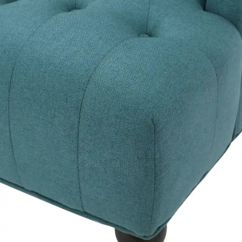 Upholstered Wingback Chair – Blue / Navy / Silver / Green, Button-Tufted Diamond Stitch, Birch Legs, Seats 1