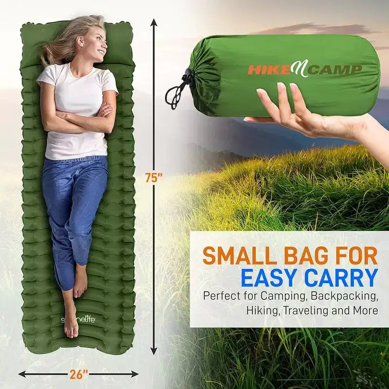 SereneLife Ultralight Sleeping Pad - Portable, Comfortable, and Tear-Resistant