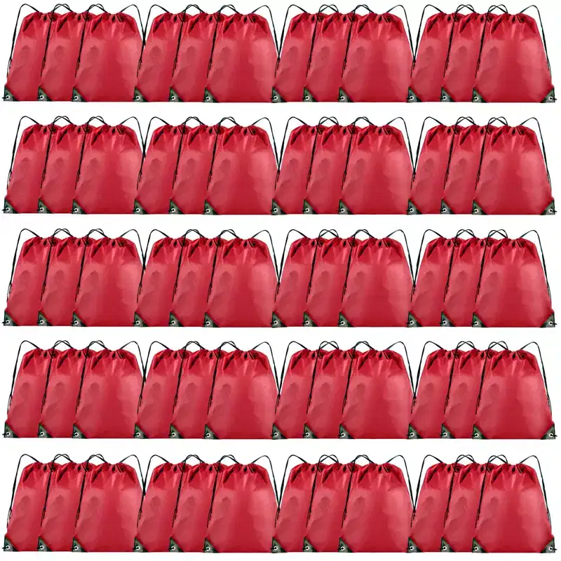 Narwey 60 Pieces Drawstring Backpack Bulk Cinch Sackpack Ployster Drawstring Bags(Red)
