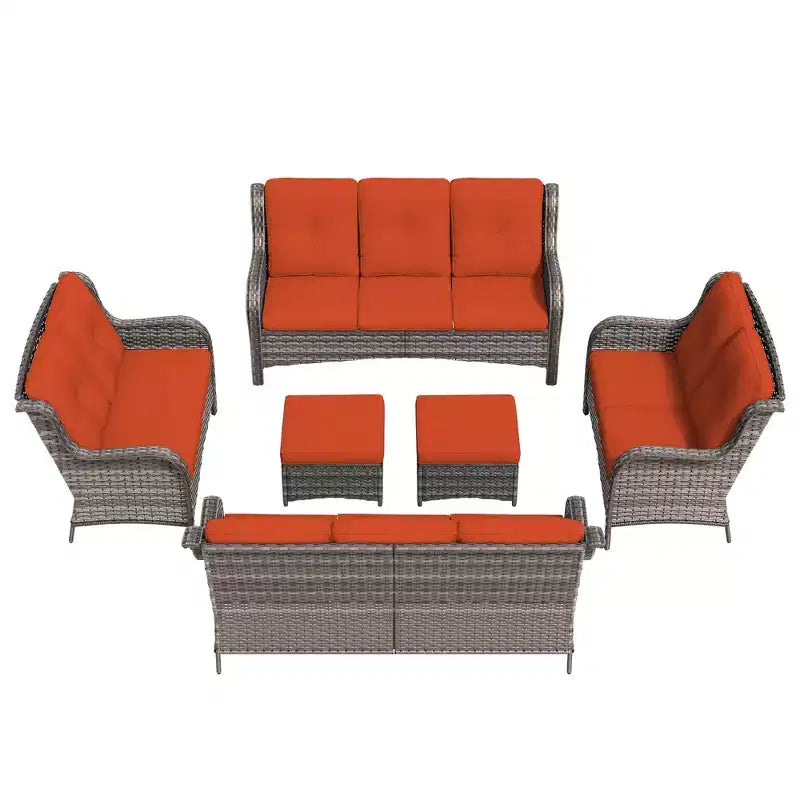 UPTIOT 6 Pieces Outdoor Wicker Sectional Sofa