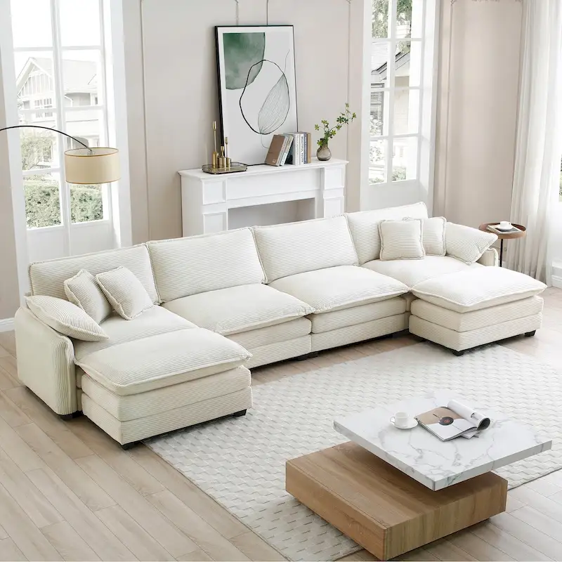DIY Customization Corduroy Upholstered Armless Modular Sectional Sofa