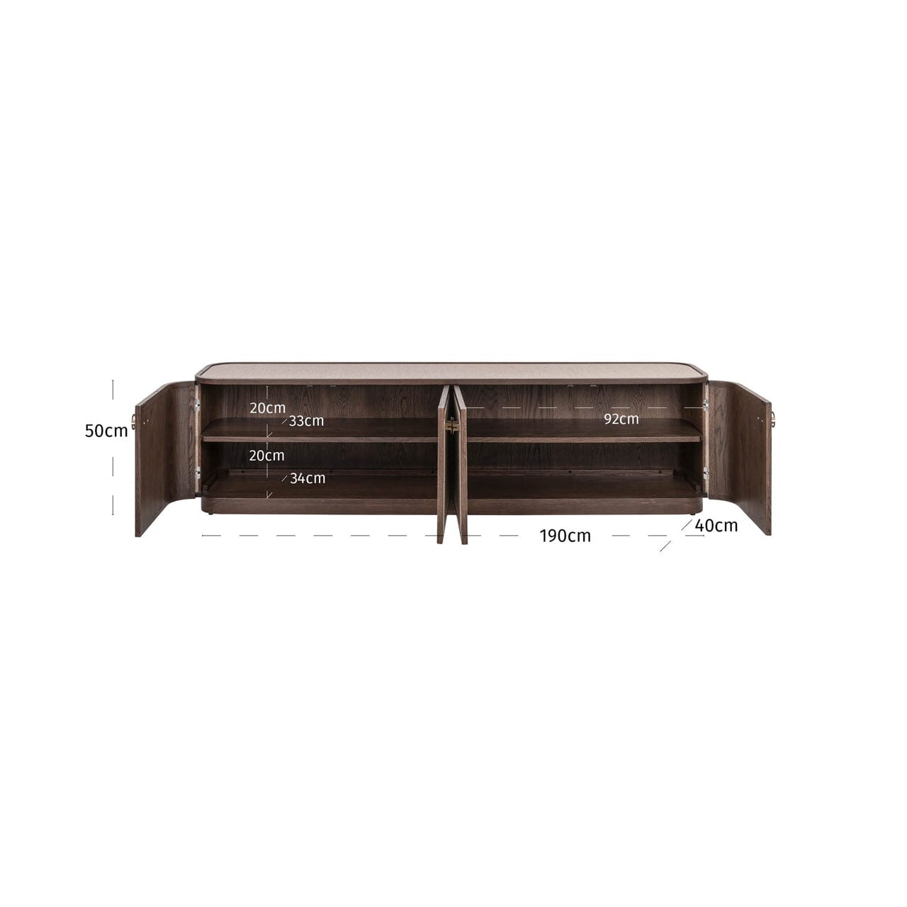 Linen & Dark Brown Oak 4 Door TV Unit