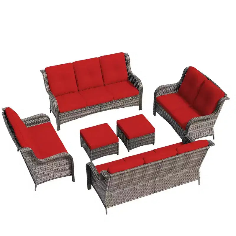 UPTIOT 6 Pieces Outdoor Wicker Sectional Sofa