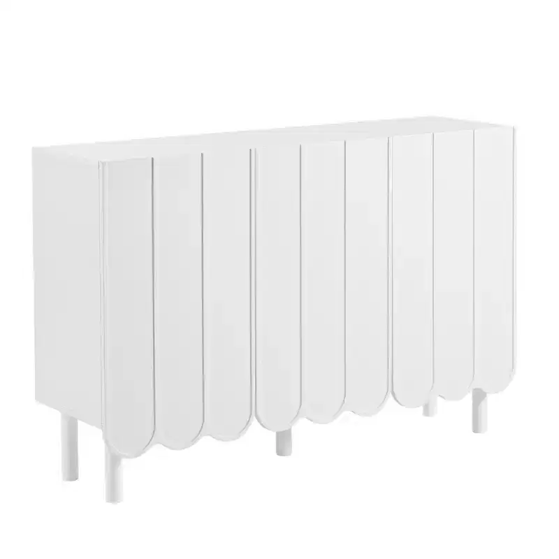 Minimalist Shoe Cabinet with Wave Doors and Adjustable Shelves