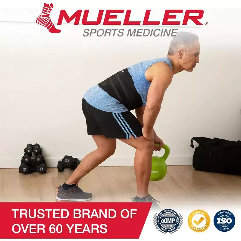 Mueller Adjustable Back Brace, One Size Fits Most, Black