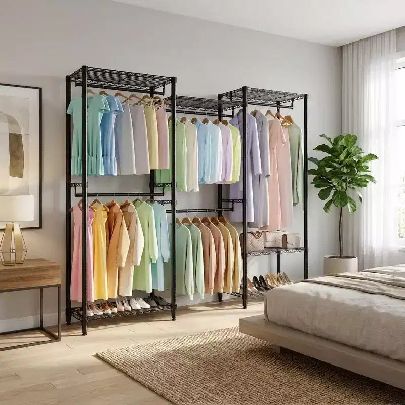 Freestanding Clothing Rack, 70.5 H Garment Rack Combo with Adjustable Shelves Storage for Bedroom Laundry Room Closet