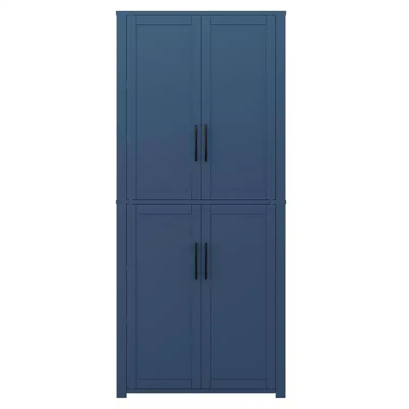PexFix Kitchen Pantry Cabinet Freestanding Food Storage Cabinet with 4 Doors & Adjustable Shelves Floor Utility Storage Organizer