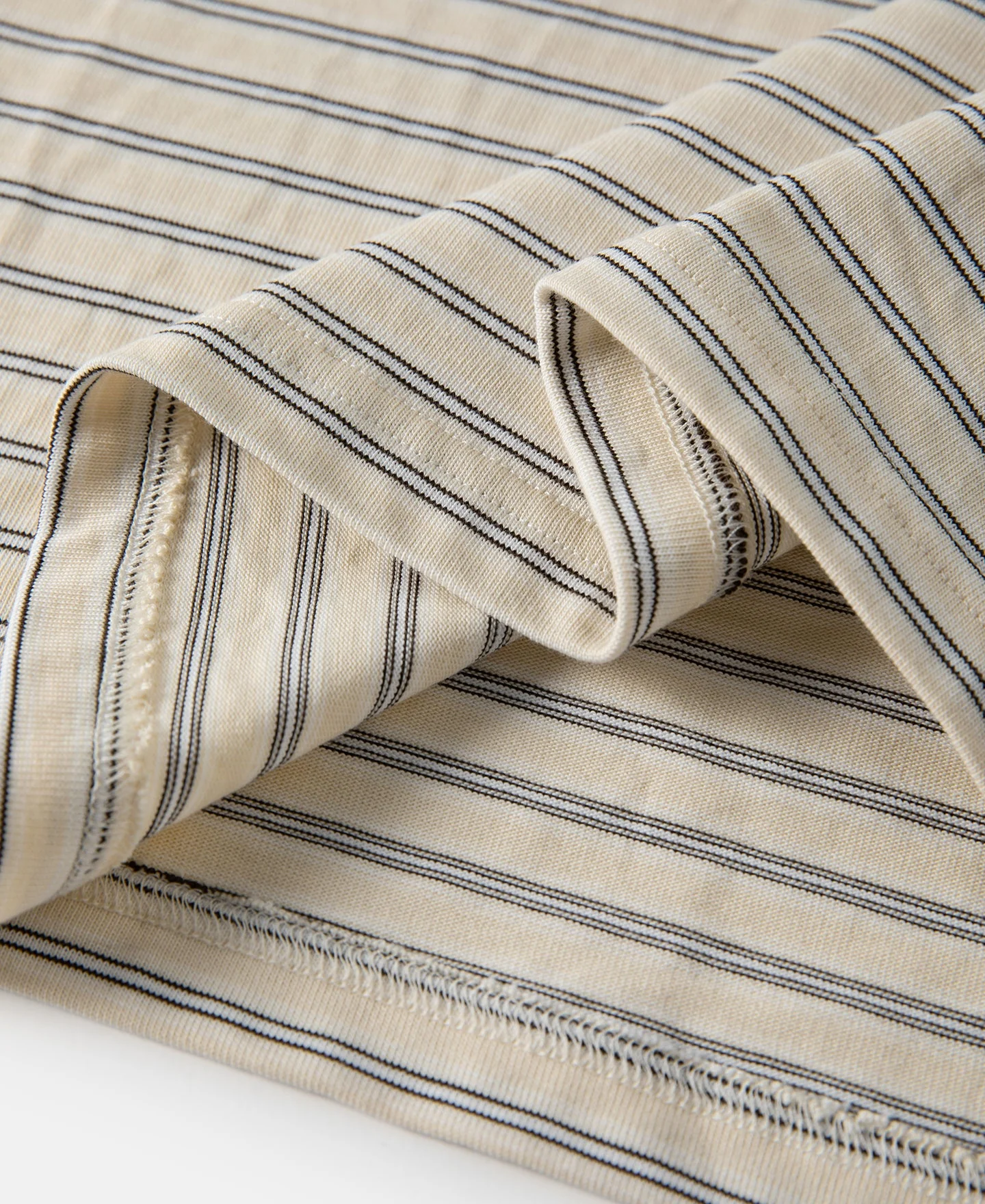 Heavyweight Cotton Striped Pocket T-Shirt - Apricot