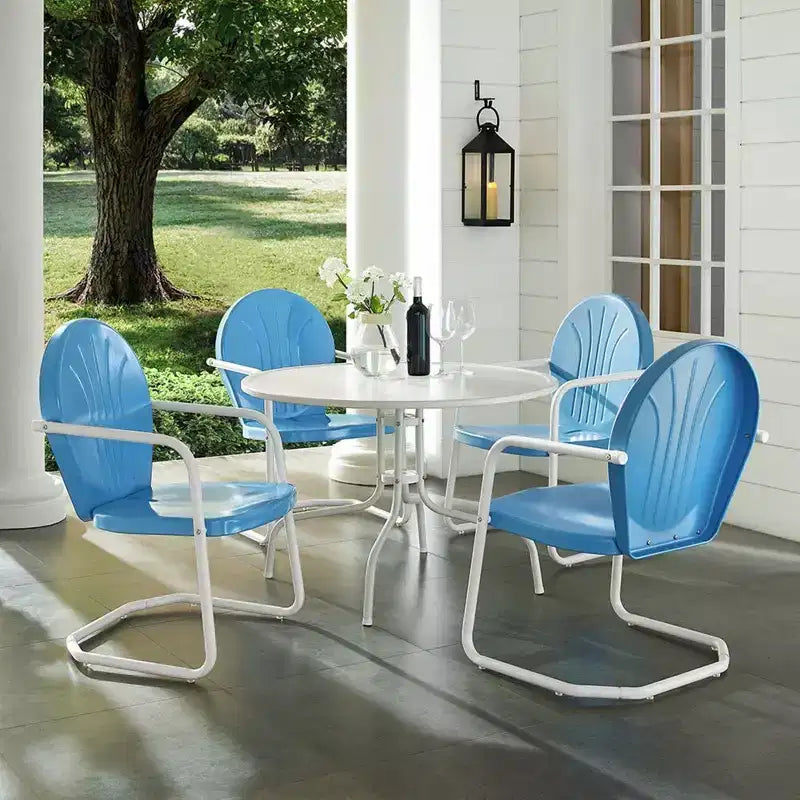 HomeStock Griffith 5Pc Outdoor Metal Dining Set - Table & 4 Chairs