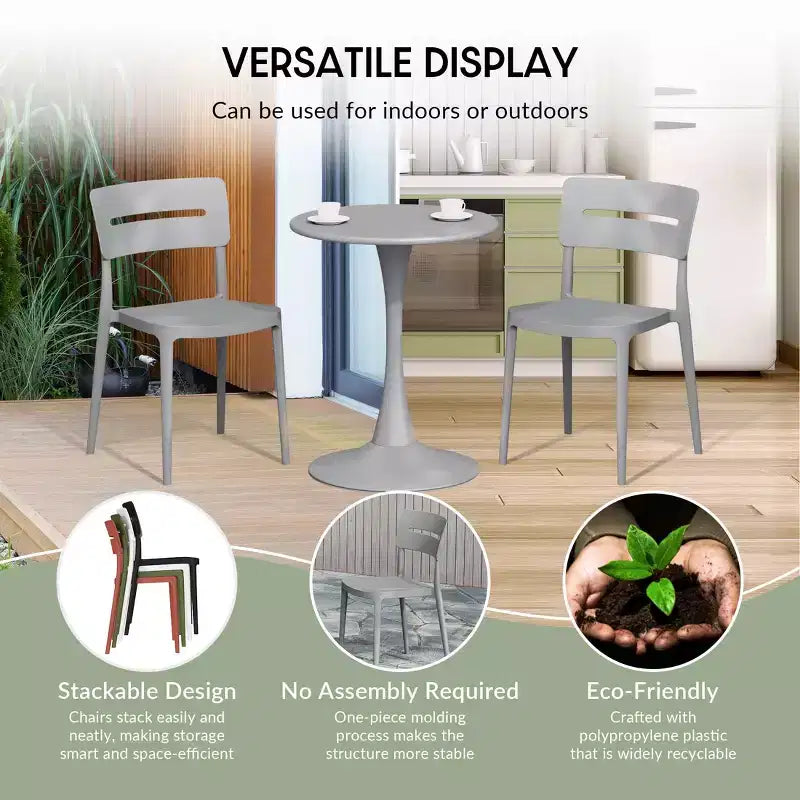 WestinTrends Playa Modern 5-Piece Resin Round Patio Dining Table Set with Stackable Patio Dining Chairs