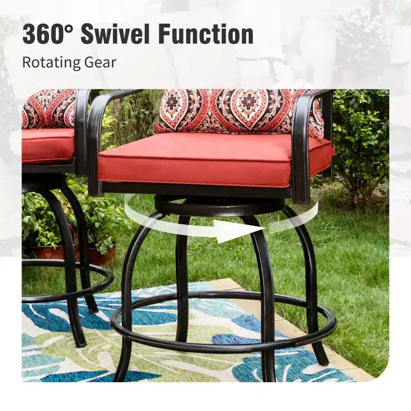 Captiva Designs 5pc Outdoor Patio Cross Bracket Rectangle Steel Bar Table & High Bar Stools