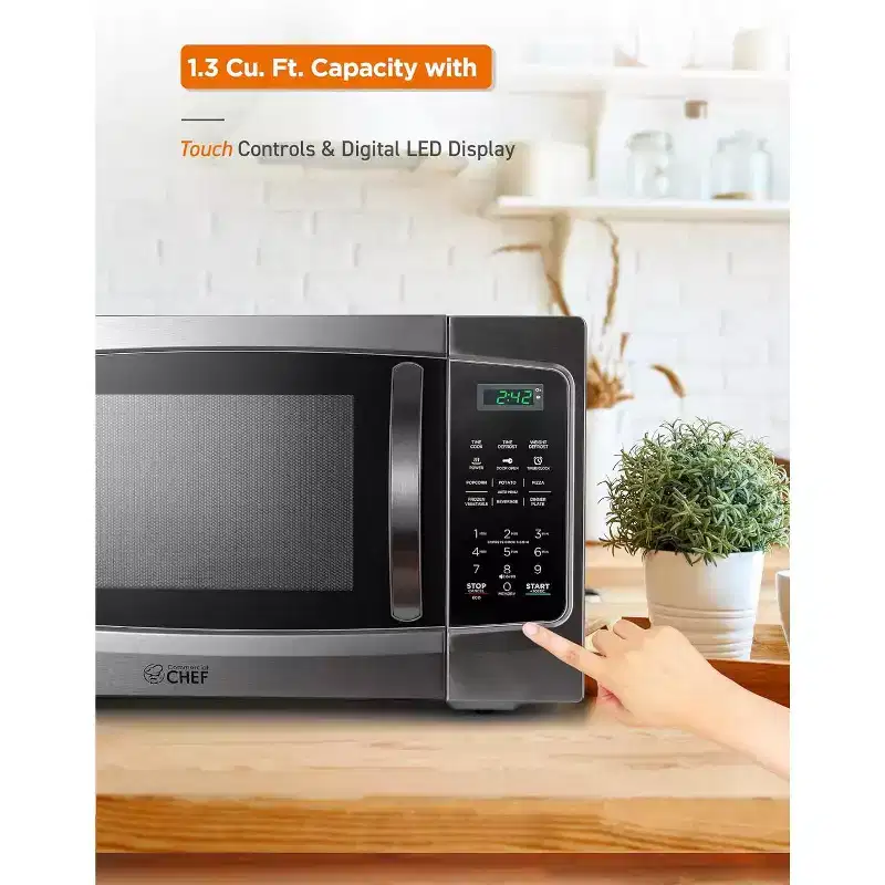 Commercial Chef 1.3 Cu. Ft. Countertop Microwave Oven, CHM13MS6