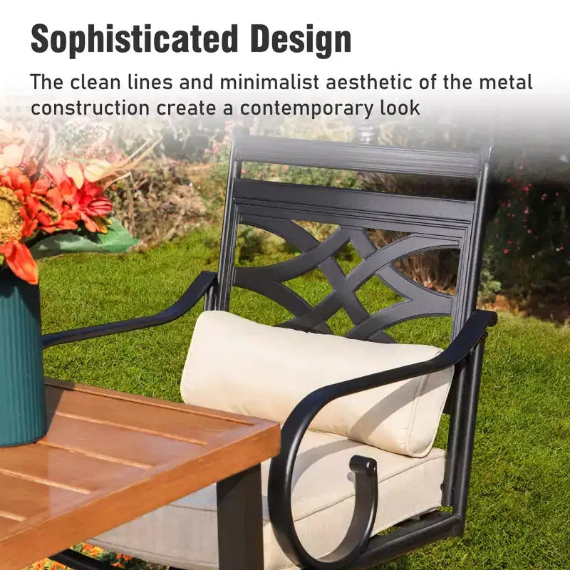 Captiva Designs 5pc Outdoor Patio Cross Bracket Rectangle Steel Bar Table & High Bar Stools