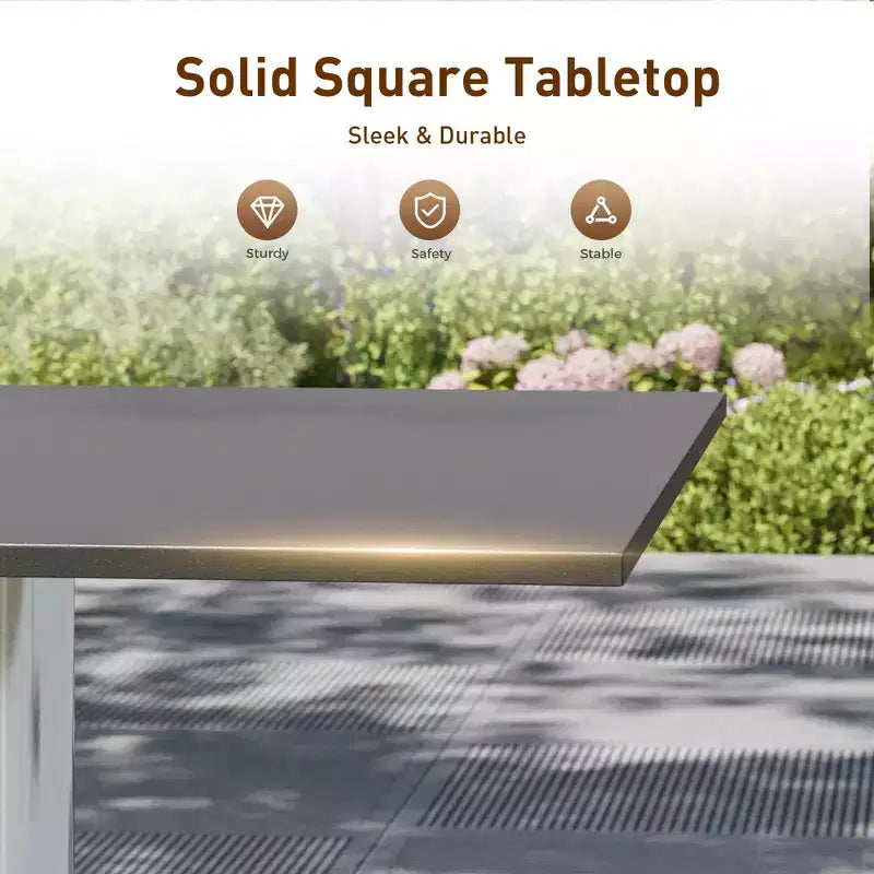 Captiva Designs 5pc Patio Dining Table with X-Shaped Legs & Woven Pull Cord Back with Seat Cushion