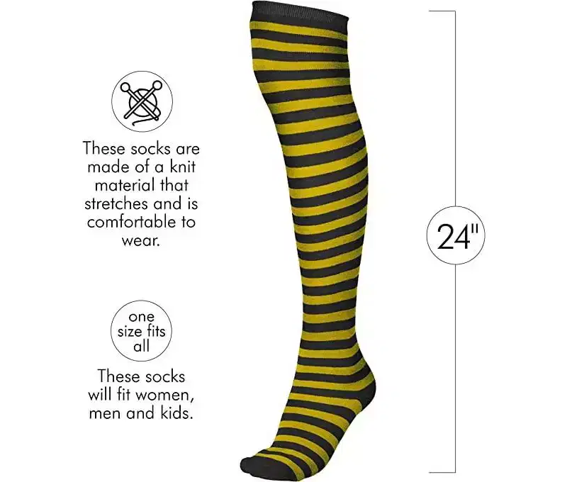 Skeleteen Womens Bumblebee Striped Knee Socks Costume Accessory - Black and Yellow