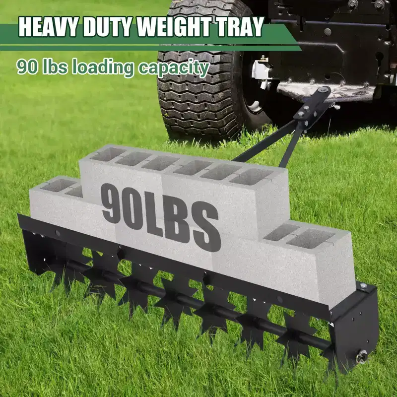 Heavy Duty Steel Tow-Behind Spike Aerator for Lawn & Garden  Global Tractor Hitch  Deep Soil Penetration  Removes Thatch  Ideal