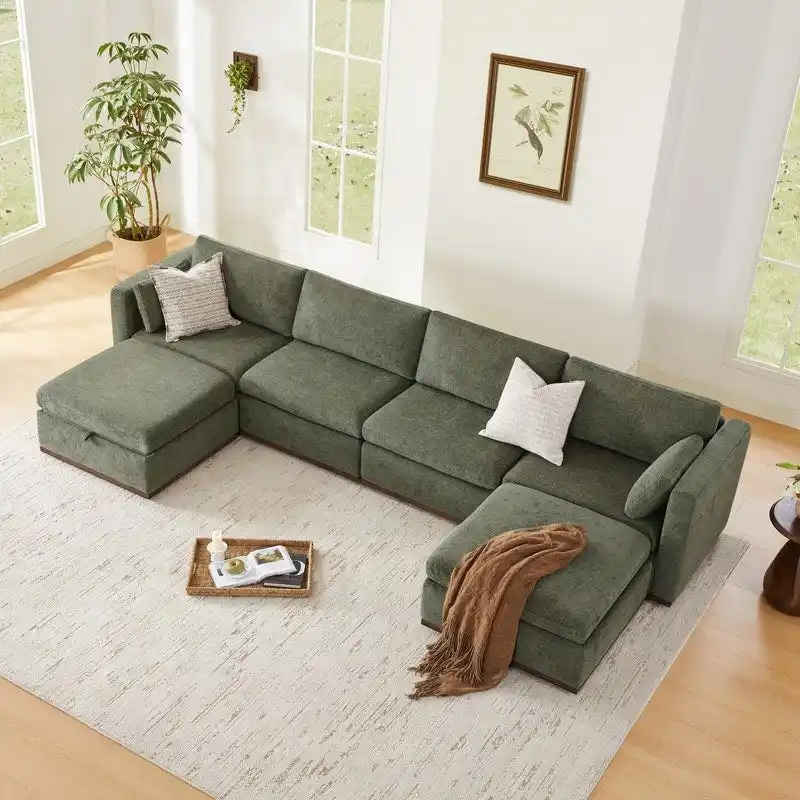 Donna Oversized Modular Sectional Fabric Sofa with Upgraded Wood Base
