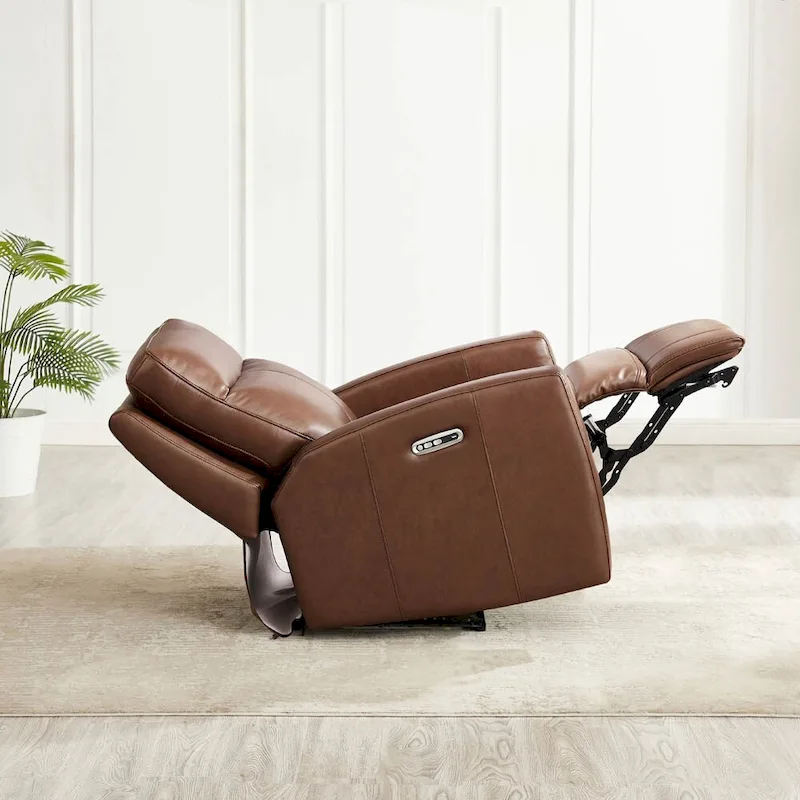 Brown / Pecan Top-Grain Leather Zero Gravity Power Recliner, 2-Seater Loveseat